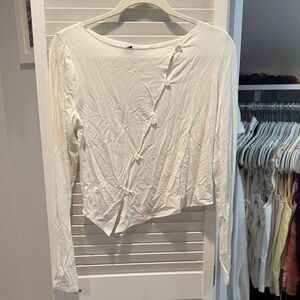 Forever 21 Cream Asymmetrical Button Blouse